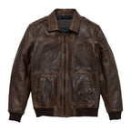 Maverick Brown Leather Bomber Jacket with Detachable Sherpa Collar