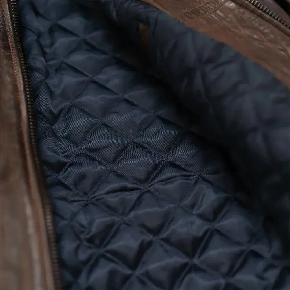 Maverick Brown Leather Bomber Jacket with Detachable Sherpa Collar