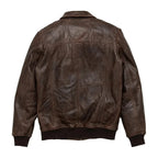 Maverick Brown Leather Bomber Jacket with Detachable Sherpa Collar