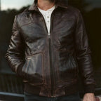 Maverick Brown Leather Bomber Jacket with Detachable Sherpa Collar