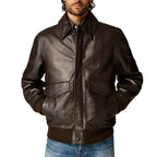 Men's Aviator A2 Leather Bomber Jacket Vintage Brown