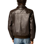 Men's Aviator A2 Leather Bomber Jacket Vintage Brown