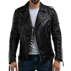 Men's Black Quilted Moto Leather Jacket