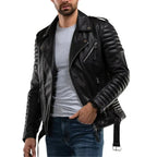 Men's Black Quilted Moto Leather Jacket