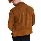Men's Brown Motorcycle Suede Leather Jacket