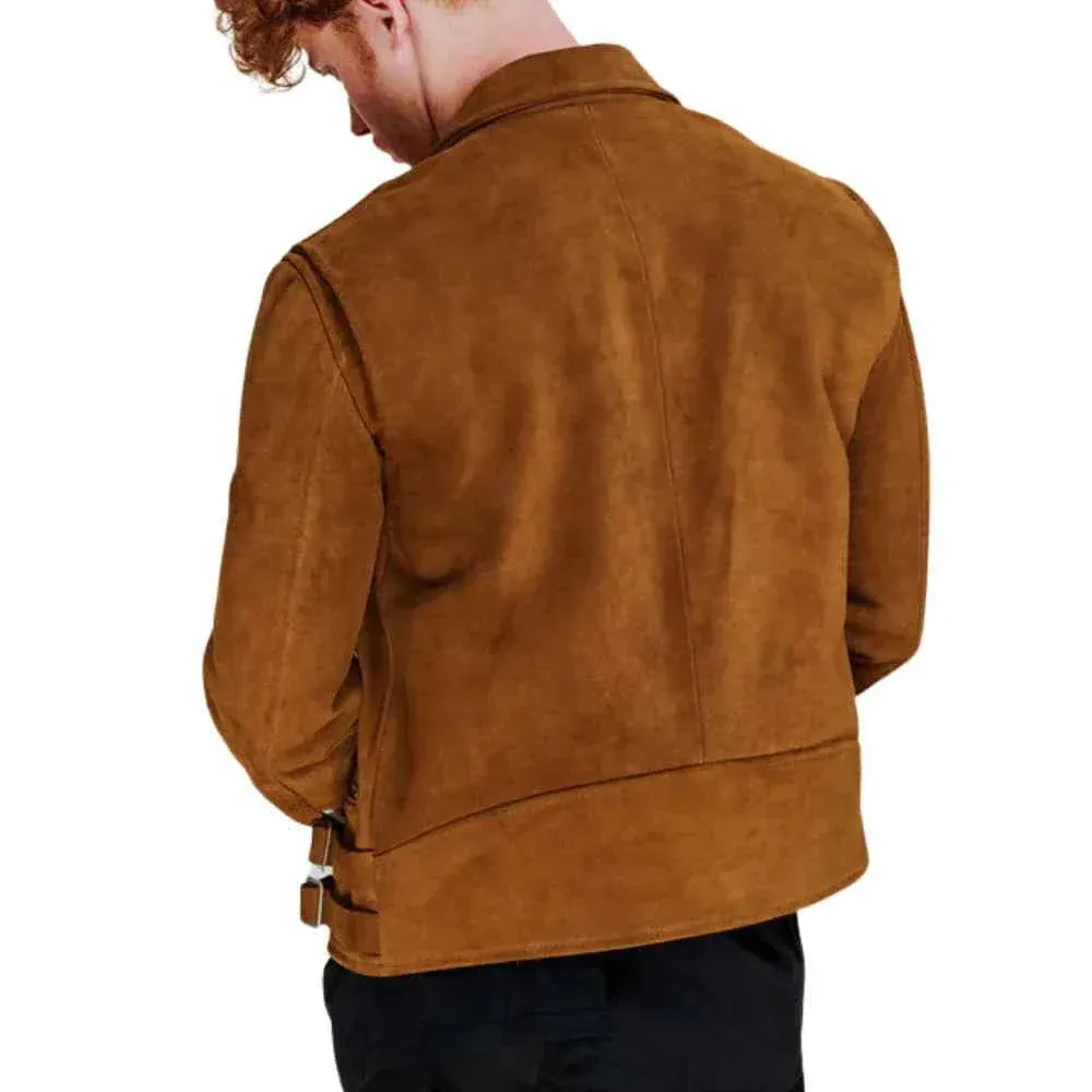 Men's Brown Motorcycle Suede Leather Jacket
