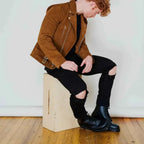 Men's Brown Motorcycle Suede Leather Jacket