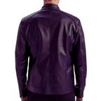 Men's Quilted Biker Leather Jacket Purple