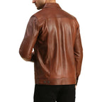 Men's Trucker Brown Real Leather Jacket