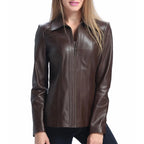Women's Dark Brown Lambskin Leather Jacket