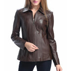 Women's Dark Brown Lambskin Leather Jacket