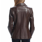 Women's Dark Brown Lambskin Leather Jacket