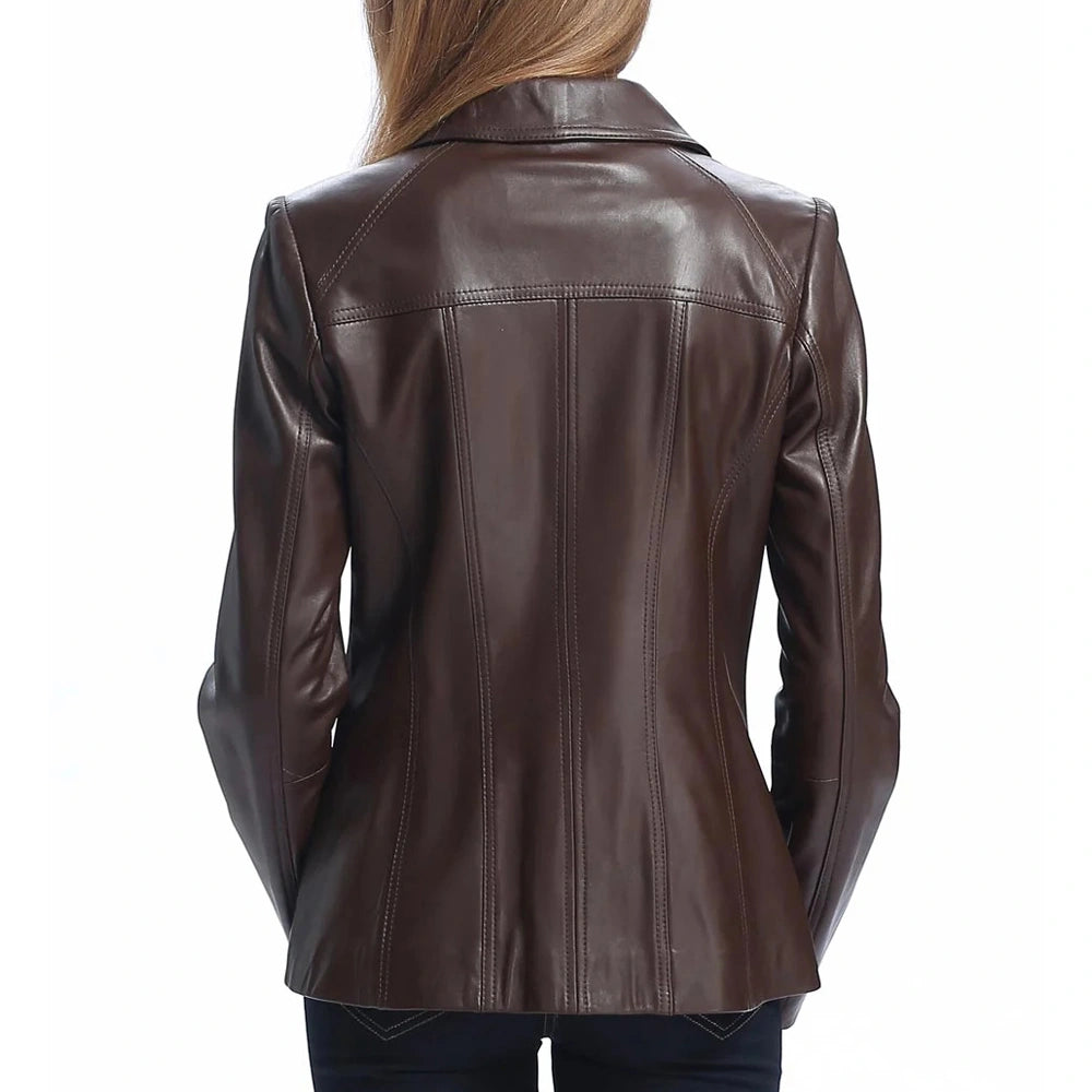 Women's Dark Brown Lambskin Leather Jacket