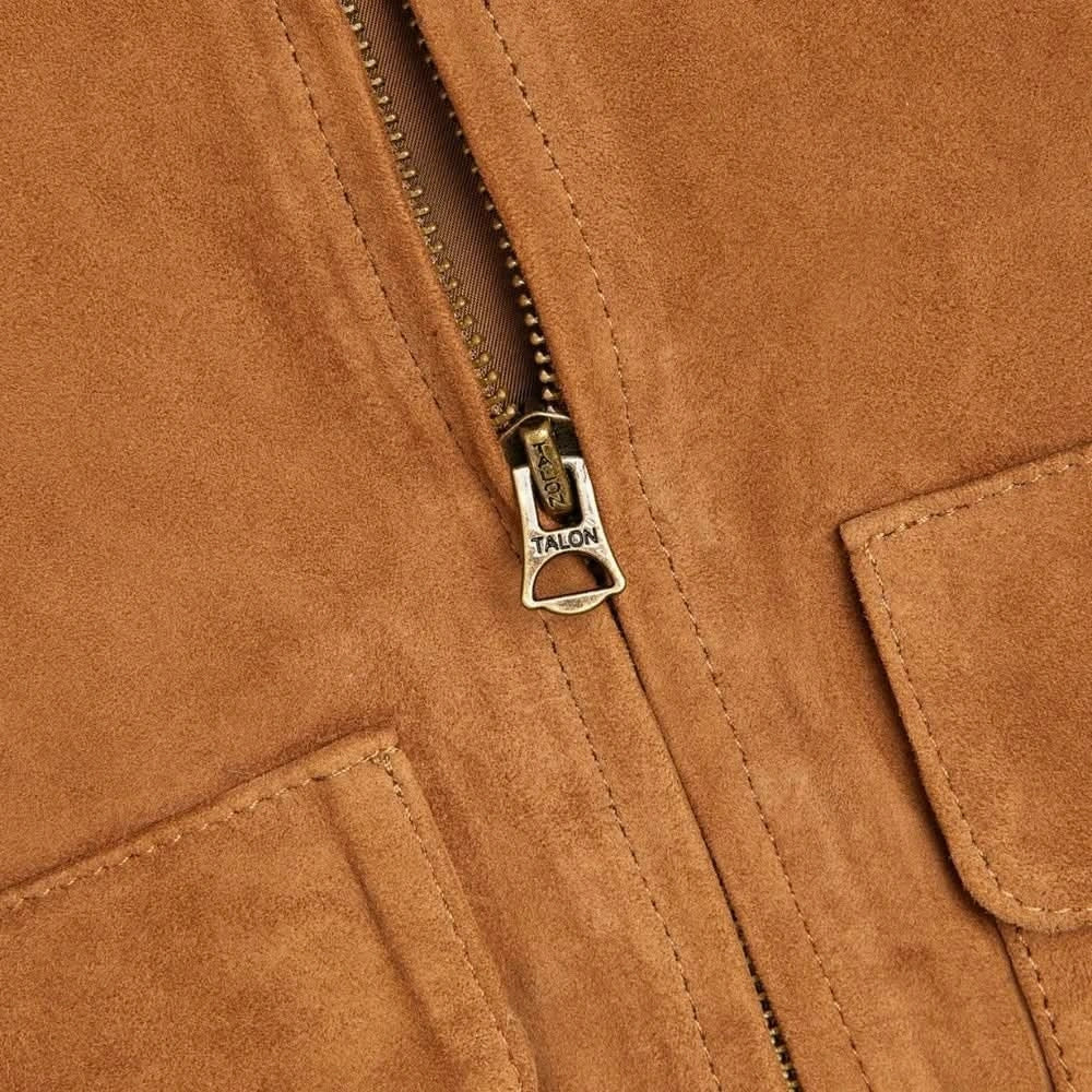 Women's Camel Brown Suede Bomber Jacket