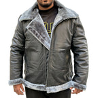 Men's Black Shearling Aviator Leather Jacket
