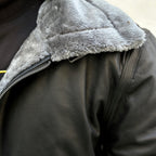 Men's Black Shearling Aviator Leather Jacket