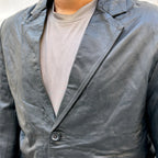 Men’s Black Two Button Leather Blazer Jacket – Genuine Leather, Handcrafted