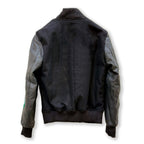 Mens Black Varsity Jacket with Leather Sleeves
