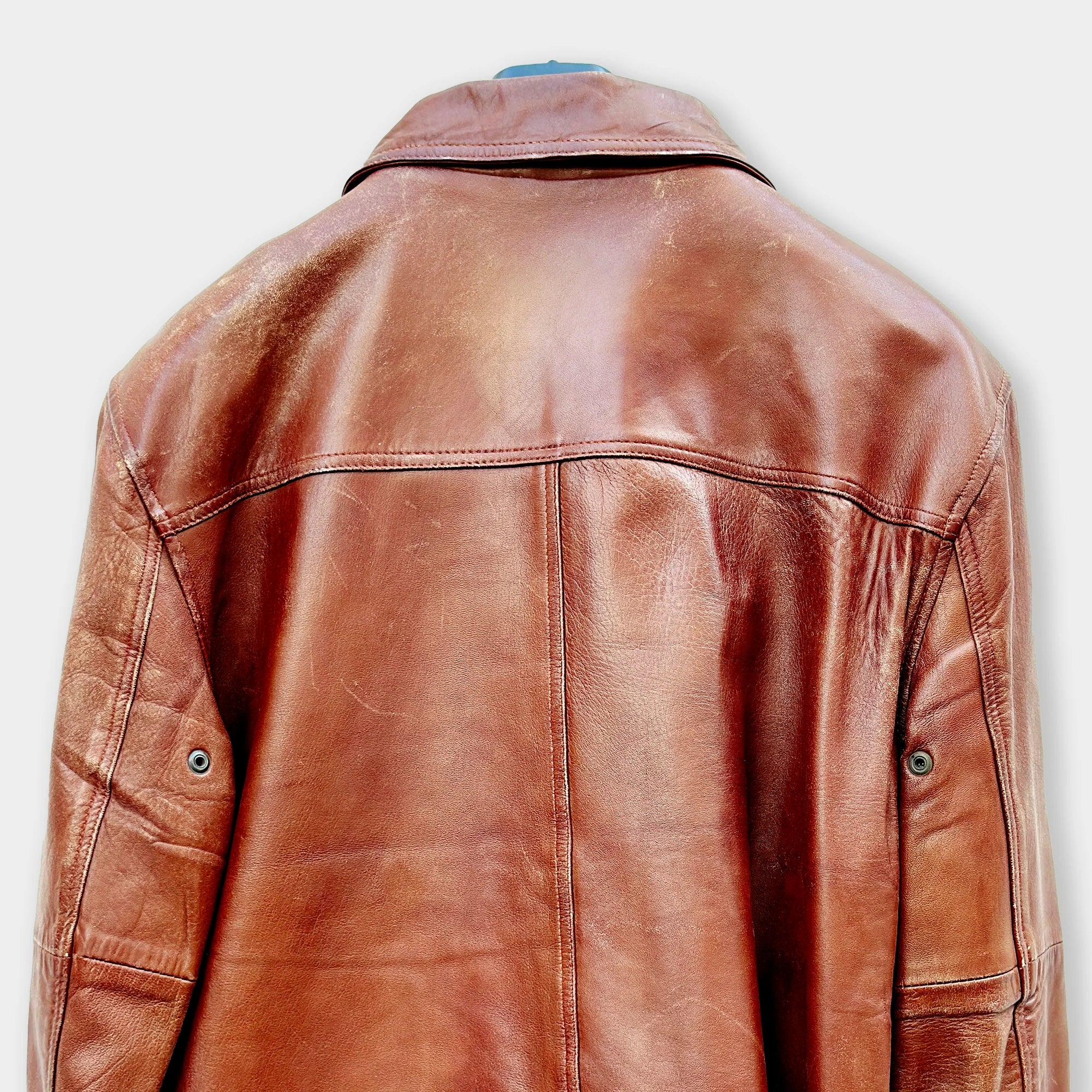 Men's Brown Shirt Collar Leather Jacket