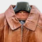 Men's Brown Shirt Collar Leather Jacket