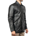 Men's Black Victor 3/4 Length Lambskin Leather Car Coat