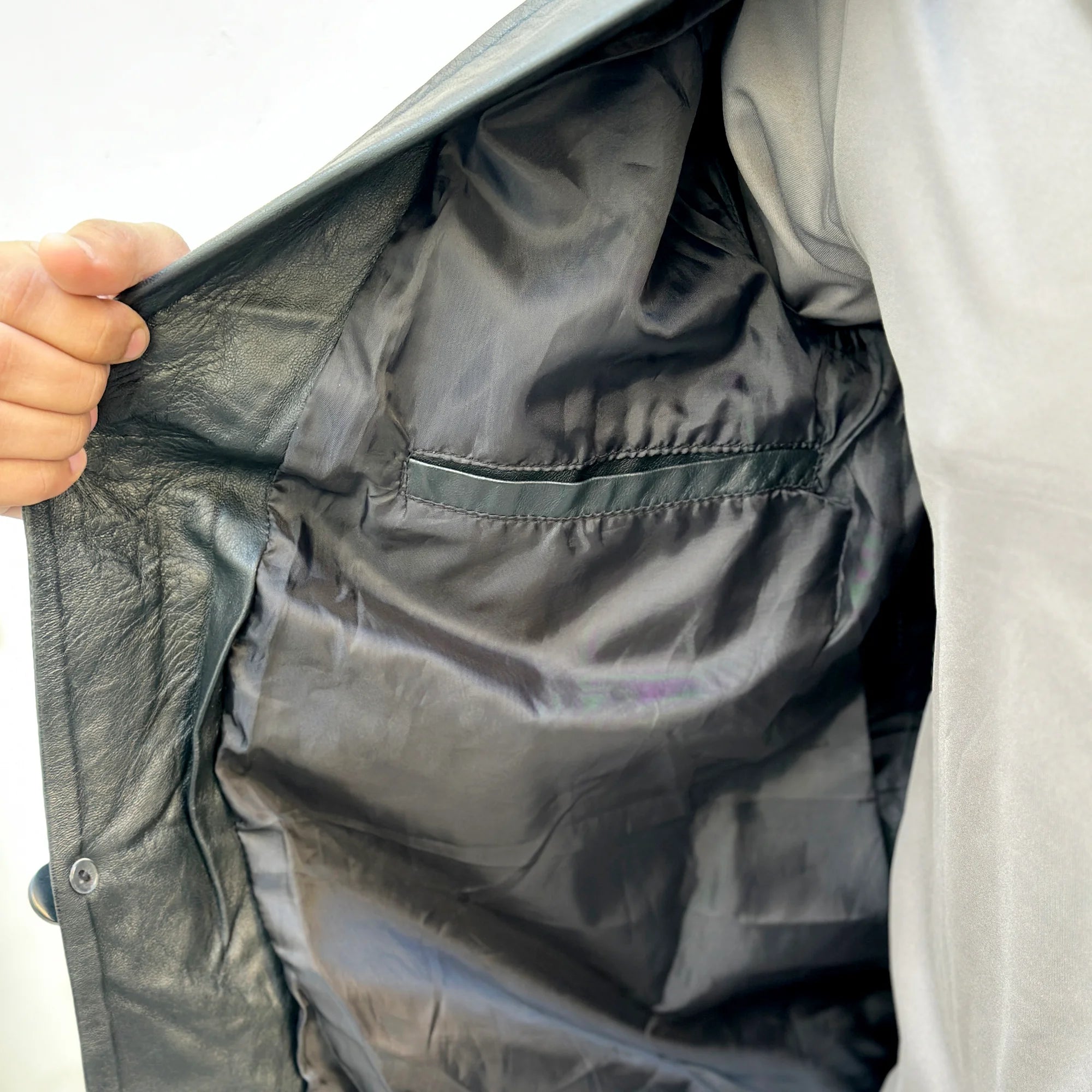 Men’s Black Two Button Leather Blazer Jacket – Genuine Leather, Handcrafted