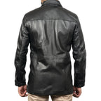 Men's Black Victor 3/4 Length Lambskin Leather Car Coat