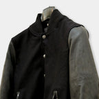 Mens Black Varsity Jacket with Leather Sleeves