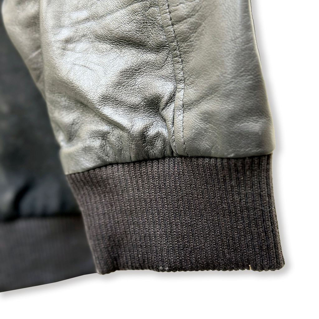 Mens Black Varsity Jacket with Leather Sleeves