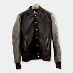 Mens Black Varsity Jacket with Leather Sleeves