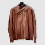 Men’s Classic Brown Genuine Leather Biker Jacket