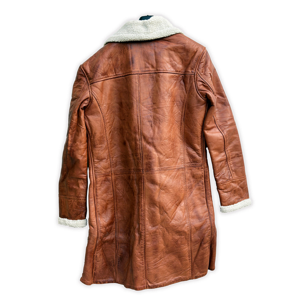Men’s Brown Shearling Long Leather Coat