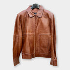 Men's Brown Shirt Collar Leather Jacket