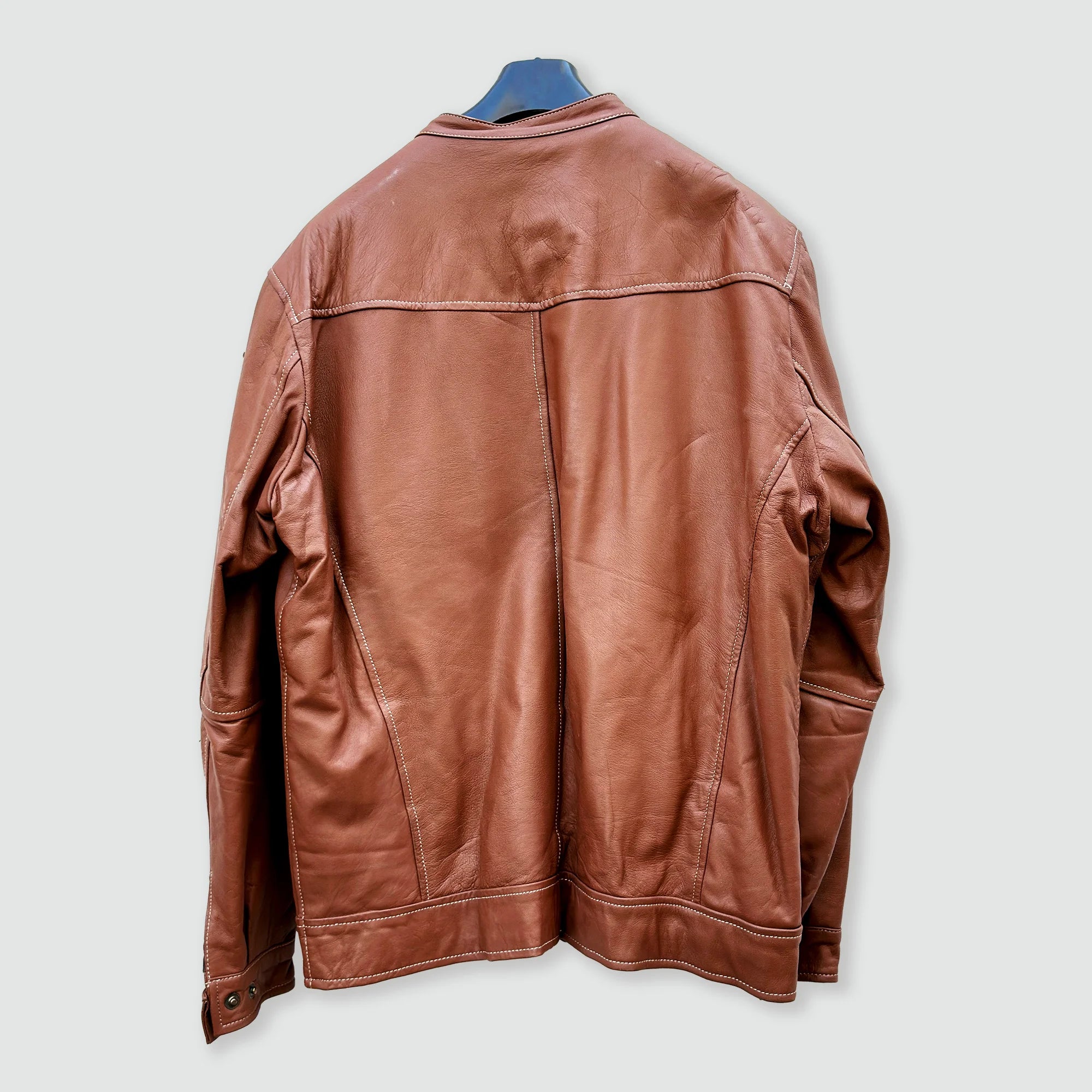 Men’s Classic Brown Genuine Leather Biker Jacket