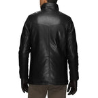 Men’s Real Lambskin Leather Walking Coat with Detachable Quilted Vest