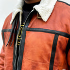 Men’s Rust Brown Shearling Aviator Leather Jacket