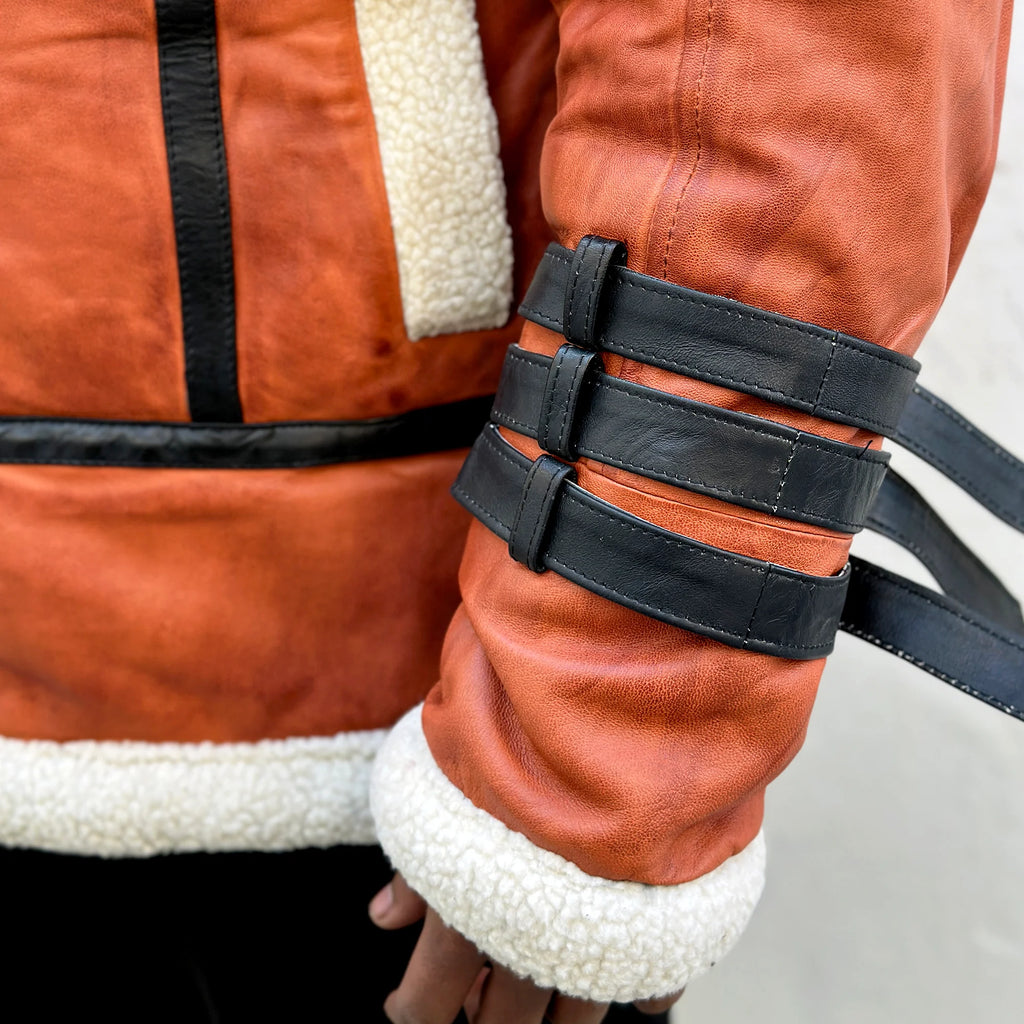 Men’s Rust Brown Shearling Aviator Leather Jacket