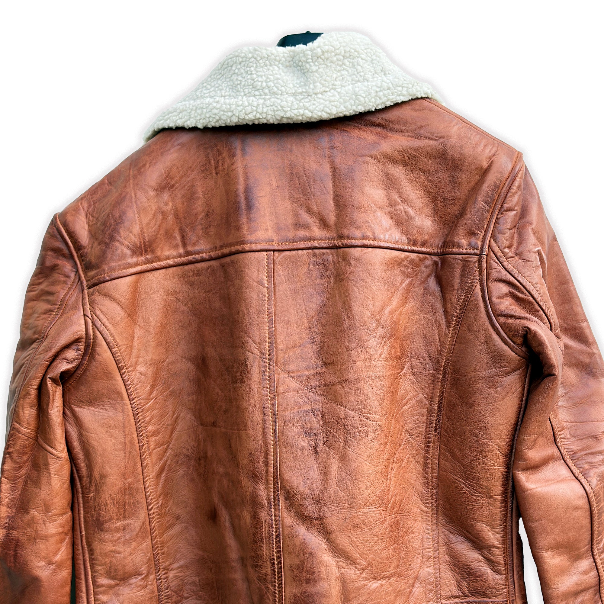 Men’s Brown Shearling Long Leather Coat