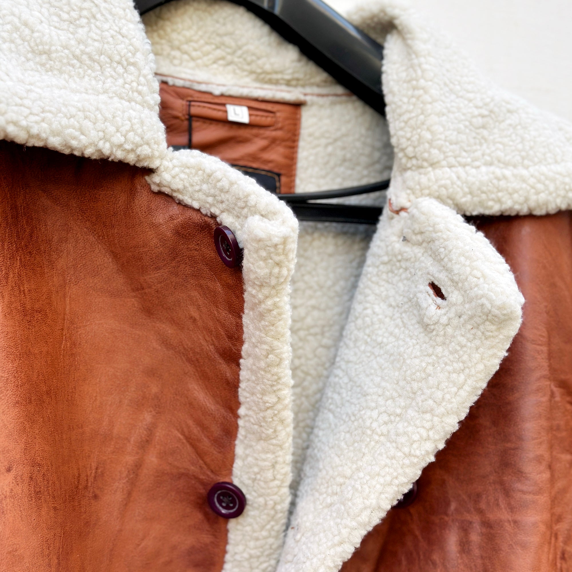 Men’s Brown Shearling Long Leather Coat