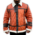 Men’s Rust Brown Shearling Aviator Leather Jacket