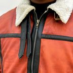 Men’s Rust Brown Shearling Aviator Leather Jacket