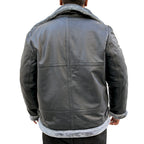 Men's Black Shearling Aviator Leather Jacket