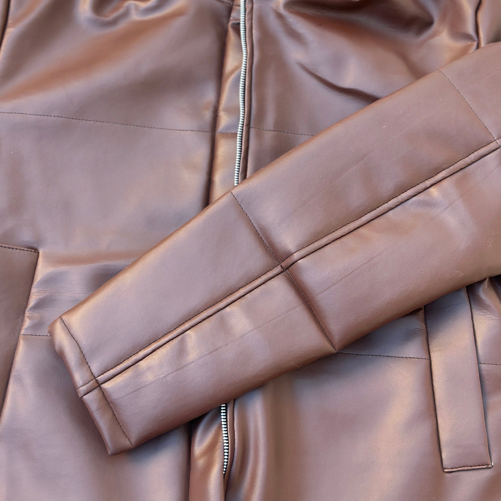 Womens Brown Real Stand Up Collar Leather Jacket