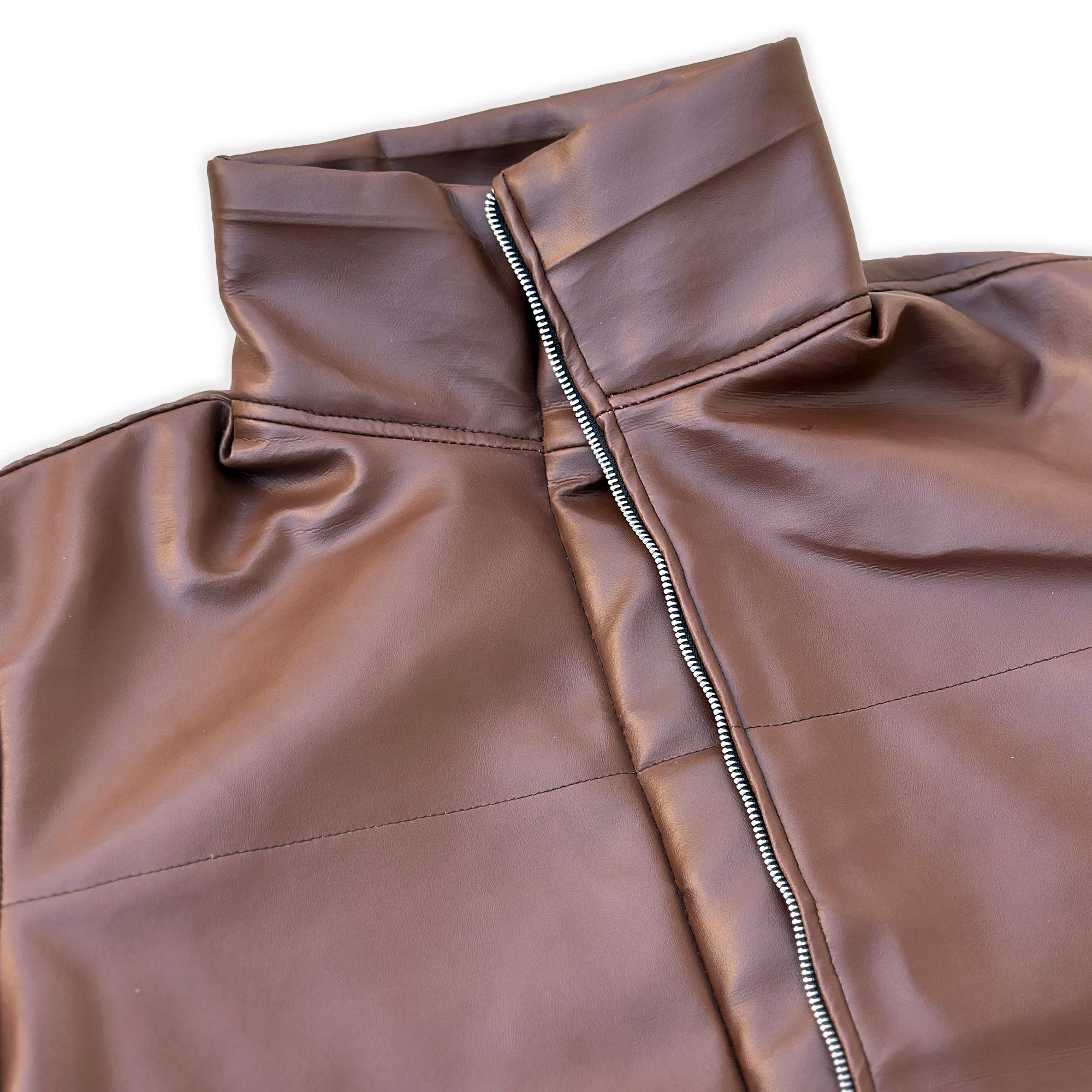 Womens Brown Real Stand Up Collar Leather Jacket